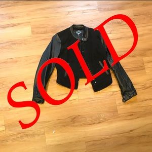 Black faux leather and suede jacket